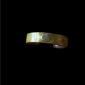 ELLA Jude Women's Faux Brass Look Cuff Bracelet with silver circle